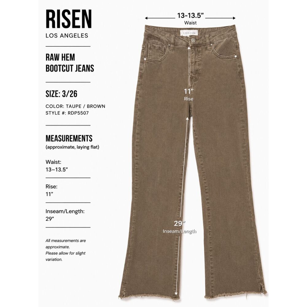 Risen High Rise Tummy Control Straight Leg Jeans Women 3 26 Raw Hem Boho Classic - Picture 6 of 13